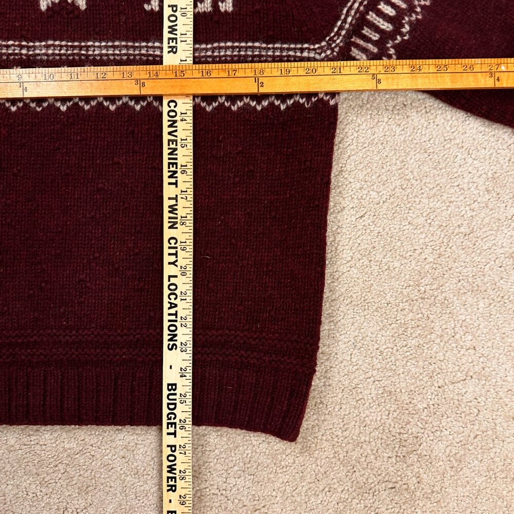 ABERCROMBIE & FITCH Hand Knit Sweater Men’s Large 100% Wool Fair Isle Moose - Picture 6 of 9